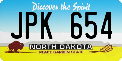 ND license plate JPK654