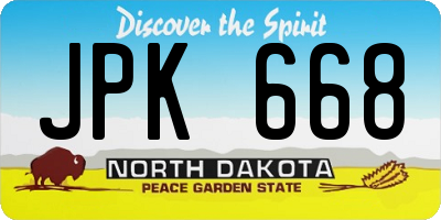 ND license plate JPK668
