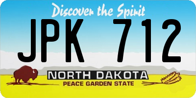 ND license plate JPK712