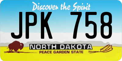 ND license plate JPK758