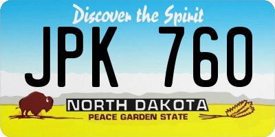 ND license plate JPK760
