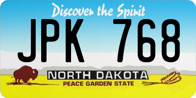 ND license plate JPK768
