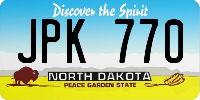 ND license plate JPK770