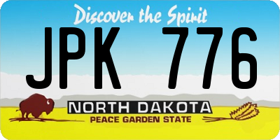 ND license plate JPK776