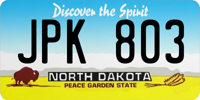 ND license plate JPK803