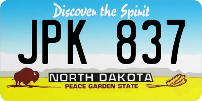 ND license plate JPK837