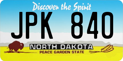 ND license plate JPK840
