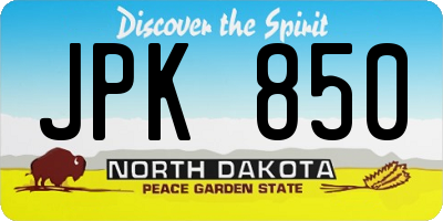 ND license plate JPK850
