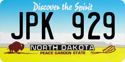 ND license plate JPK929