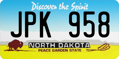 ND license plate JPK958
