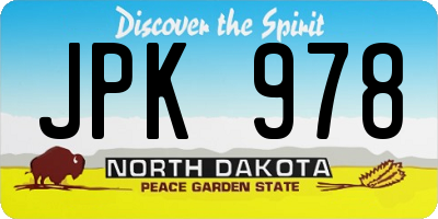 ND license plate JPK978
