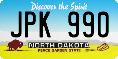 ND license plate JPK990