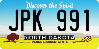 ND license plate JPK991