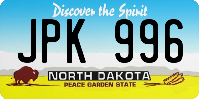 ND license plate JPK996