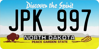ND license plate JPK997