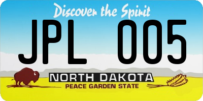 ND license plate JPL005