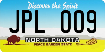 ND license plate JPL009