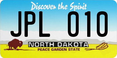 ND license plate JPL010