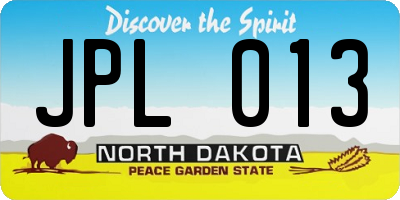 ND license plate JPL013