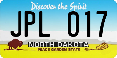 ND license plate JPL017