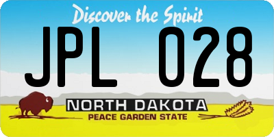 ND license plate JPL028