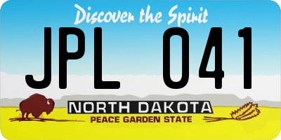 ND license plate JPL041