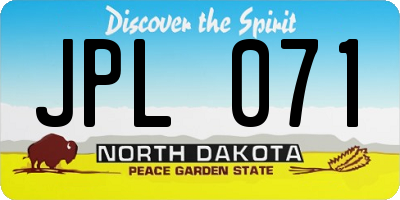 ND license plate JPL071