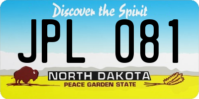 ND license plate JPL081