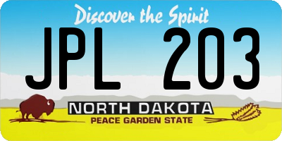 ND license plate JPL203