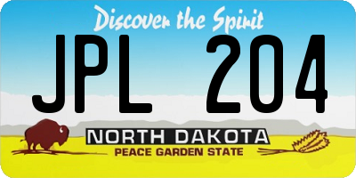 ND license plate JPL204