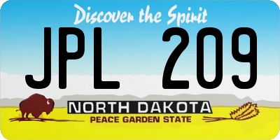 ND license plate JPL209