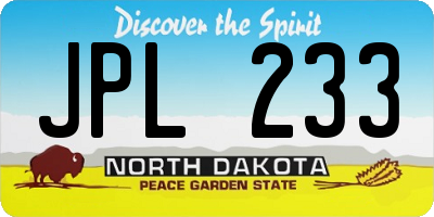 ND license plate JPL233