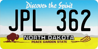 ND license plate JPL362