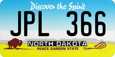 ND license plate JPL366