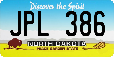 ND license plate JPL386