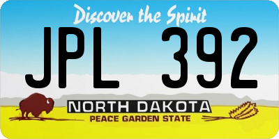ND license plate JPL392