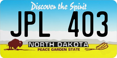 ND license plate JPL403