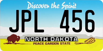 ND license plate JPL456