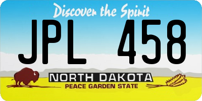 ND license plate JPL458