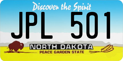 ND license plate JPL501
