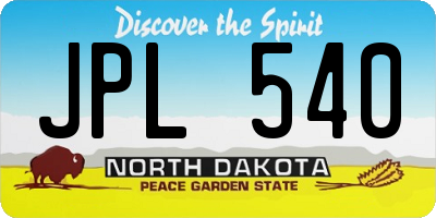 ND license plate JPL540