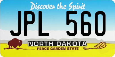 ND license plate JPL560