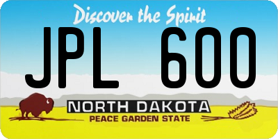 ND license plate JPL600