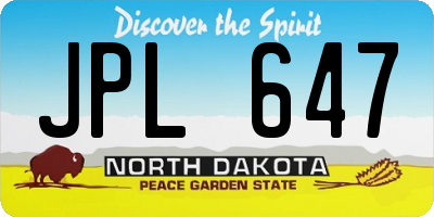 ND license plate JPL647