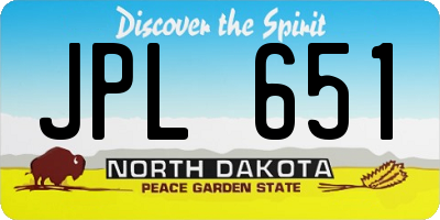 ND license plate JPL651