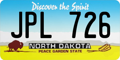 ND license plate JPL726