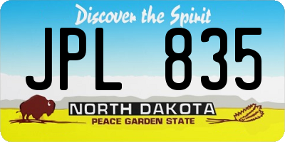 ND license plate JPL835
