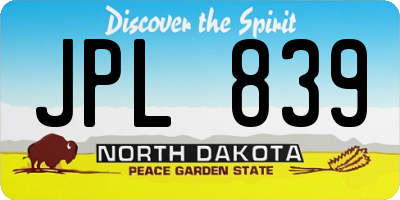 ND license plate JPL839