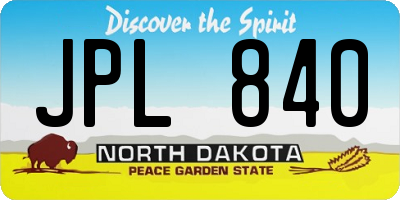 ND license plate JPL840