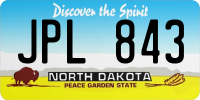 ND license plate JPL843